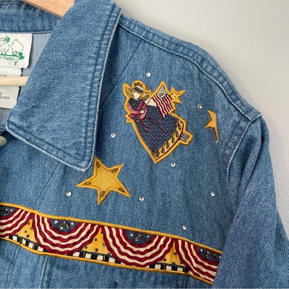 Quacker Factory Americana USA Denim Jacket in Blue SIZE 2X - Picture 8 of 12